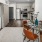 a kitchen with a dining table