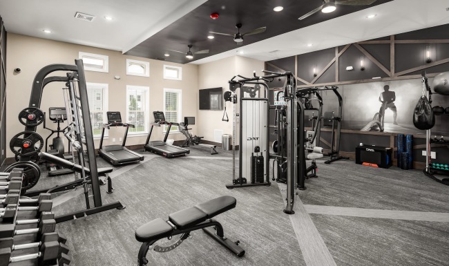a gym with exercise equipment