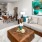 a living room with a couch and a table